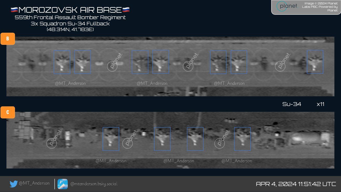Супутникові знімки з аеродрому Морозовськ