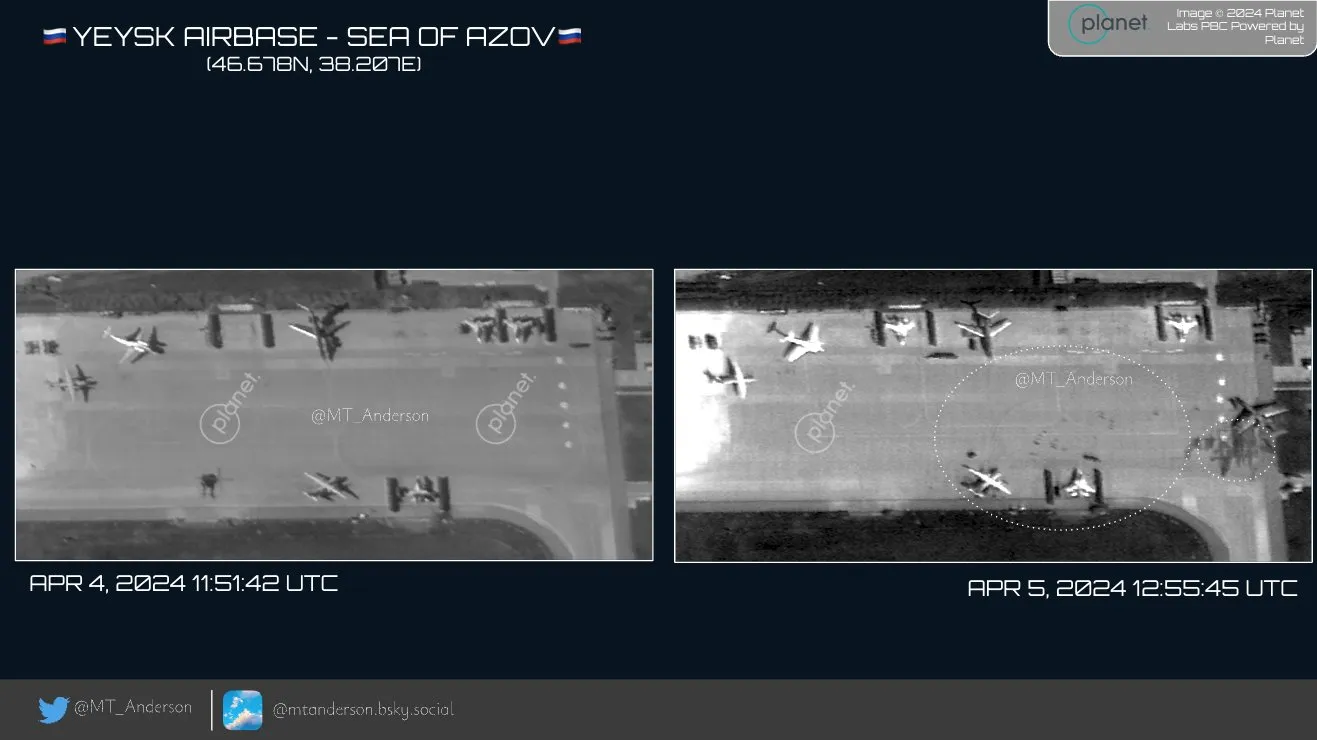 Супутниковий знімок з аеродрому в Єйську Супутниковий знімок з аеродрому в Єйську