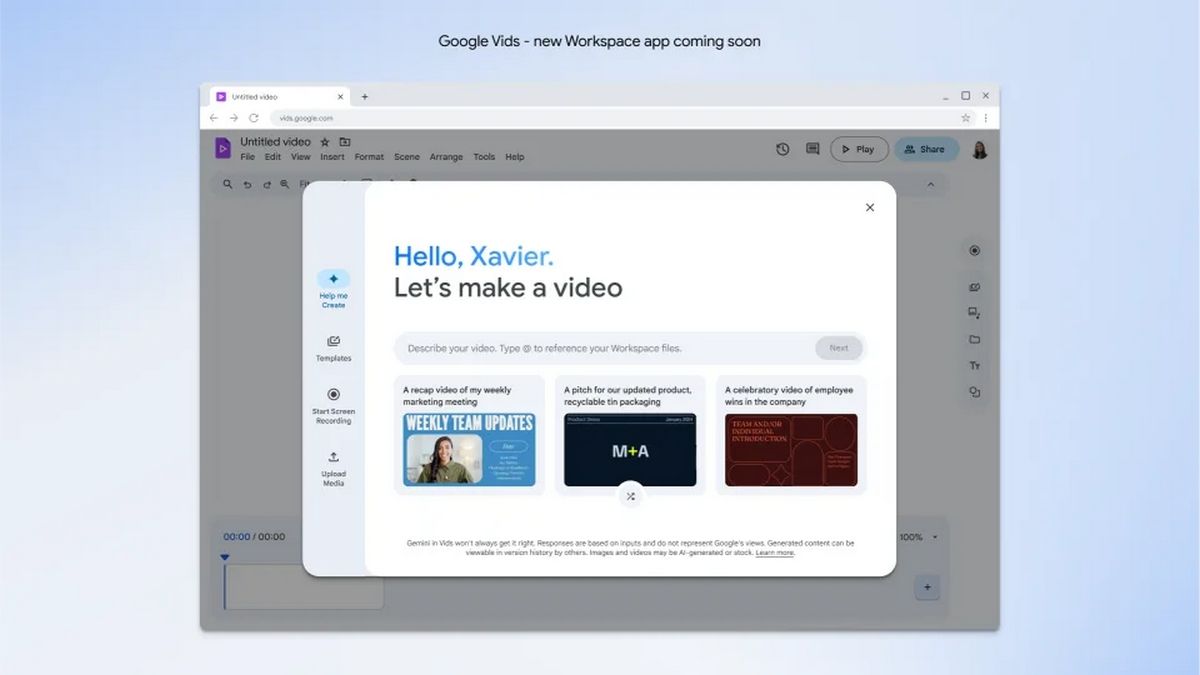 Google Vids – це новий додаток для створення відео на основі ШІ для Workspace