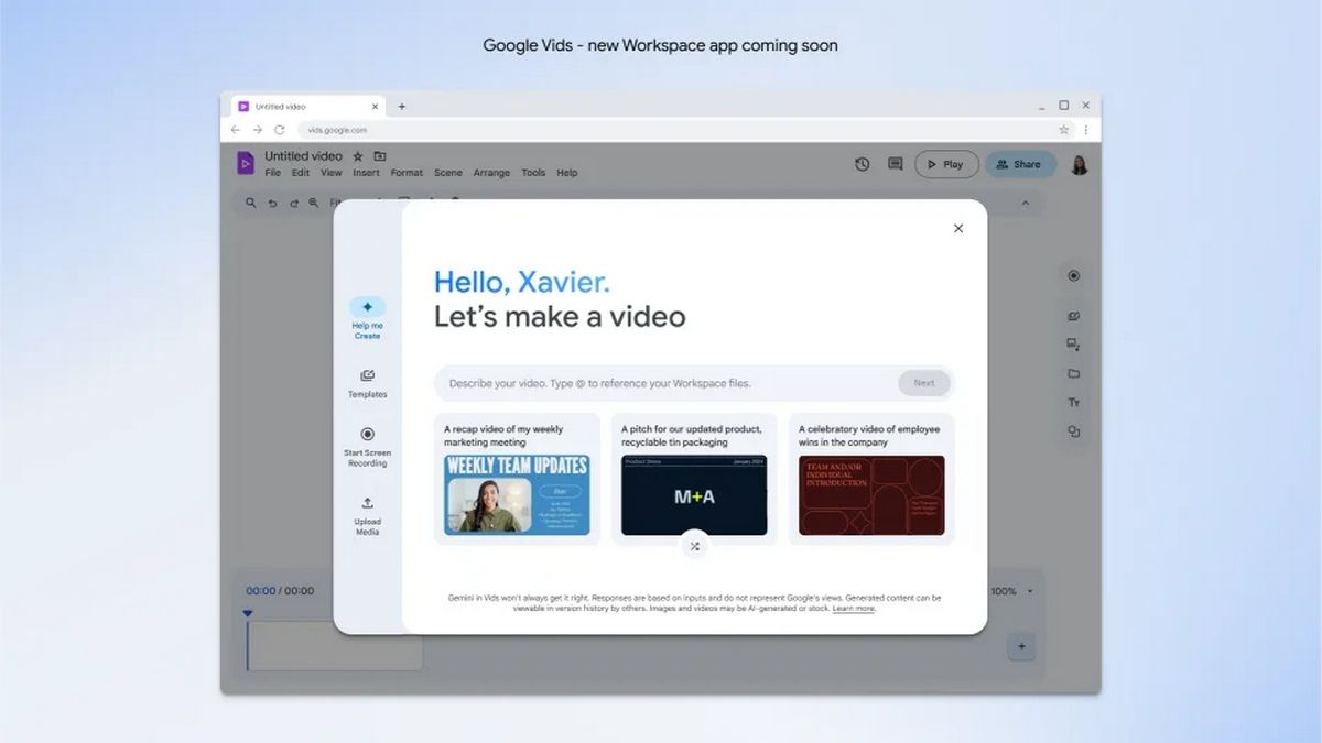 Google Vids - это новое приложение для создания видео на основе ИИ для Workspace Google Vids - это новое приложение для создания видео на основе ИИ для Workspace