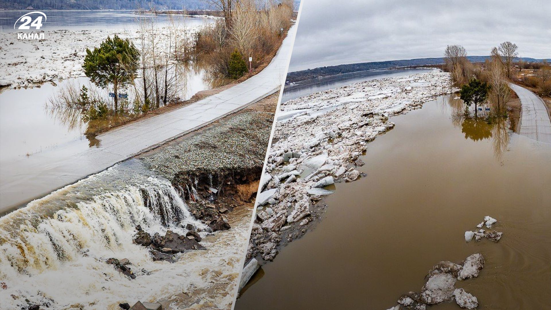 В Томске река размыла автомобильную дорогу 