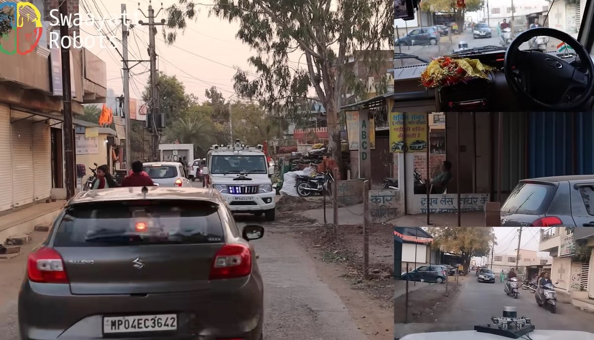 Внедорожник на загруженной индийской дороге Внедорожник на загруженной индийской дороге