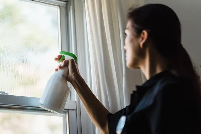 Жінка миє вікна