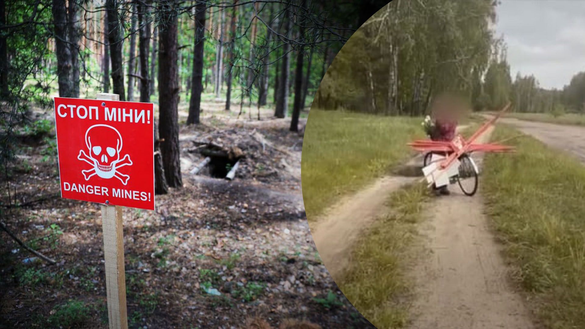 Бабуся хотіла забрати попереджувальні знаки про міни Бабуся хотіла забрати попереджувальні знаки про міни