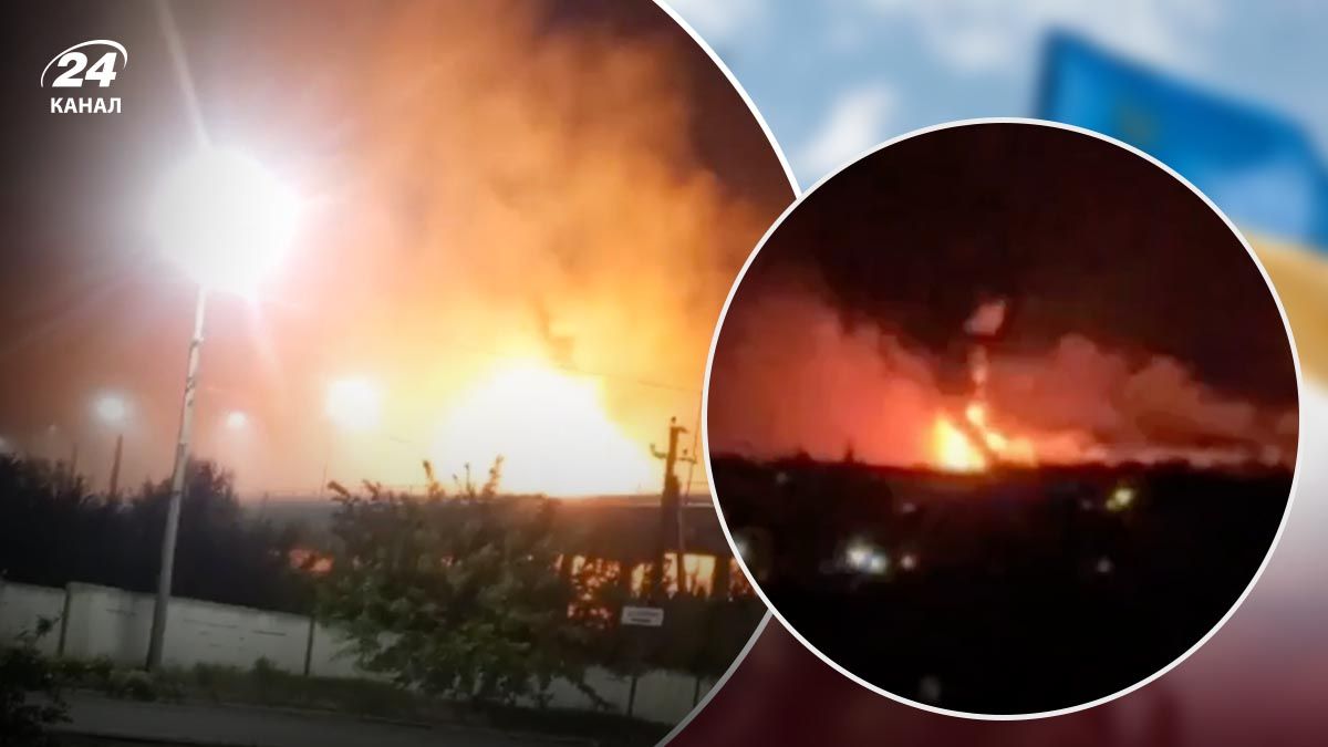 Пожар на нефтебазе в оккупированной части Луганской области