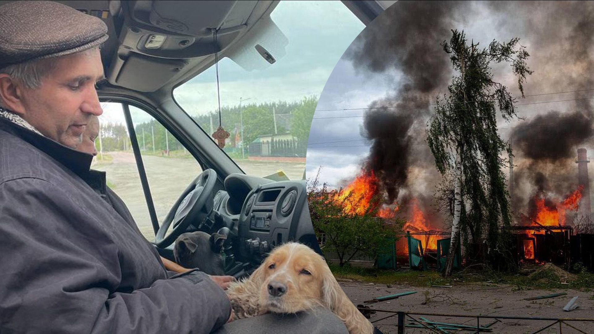 Житель Вовчанська пішки вийшов з міста з собаками та мінімумом речей Житель Вовчанська пішки вийшов з міста з собаками та мінімумом речей