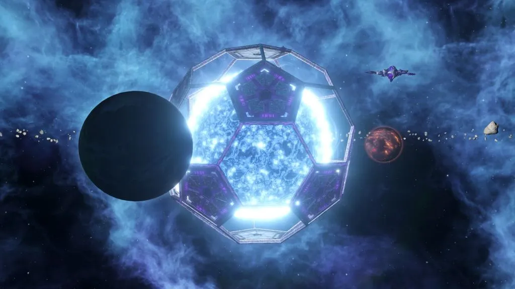 Один из вариантов сферы Дайсона, показан в игре Stellaris