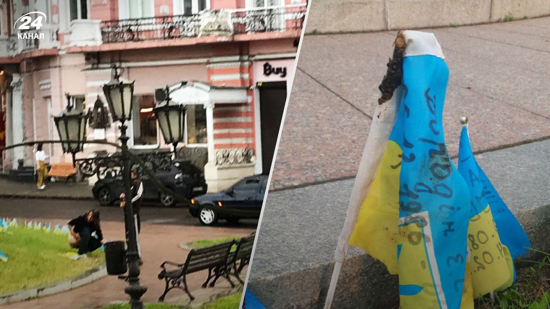 В Одесі жінка осквернила меморіал загиблим захисникам - сходила в туалет просто на площі - 24 Канал