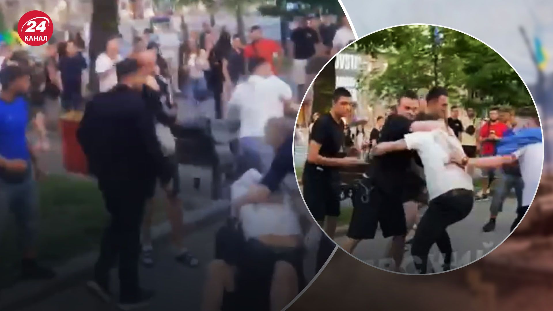 Очевидцы публикуют кадры драки на Крещатике Очевидцы публикуют кадры драки на Крещатике