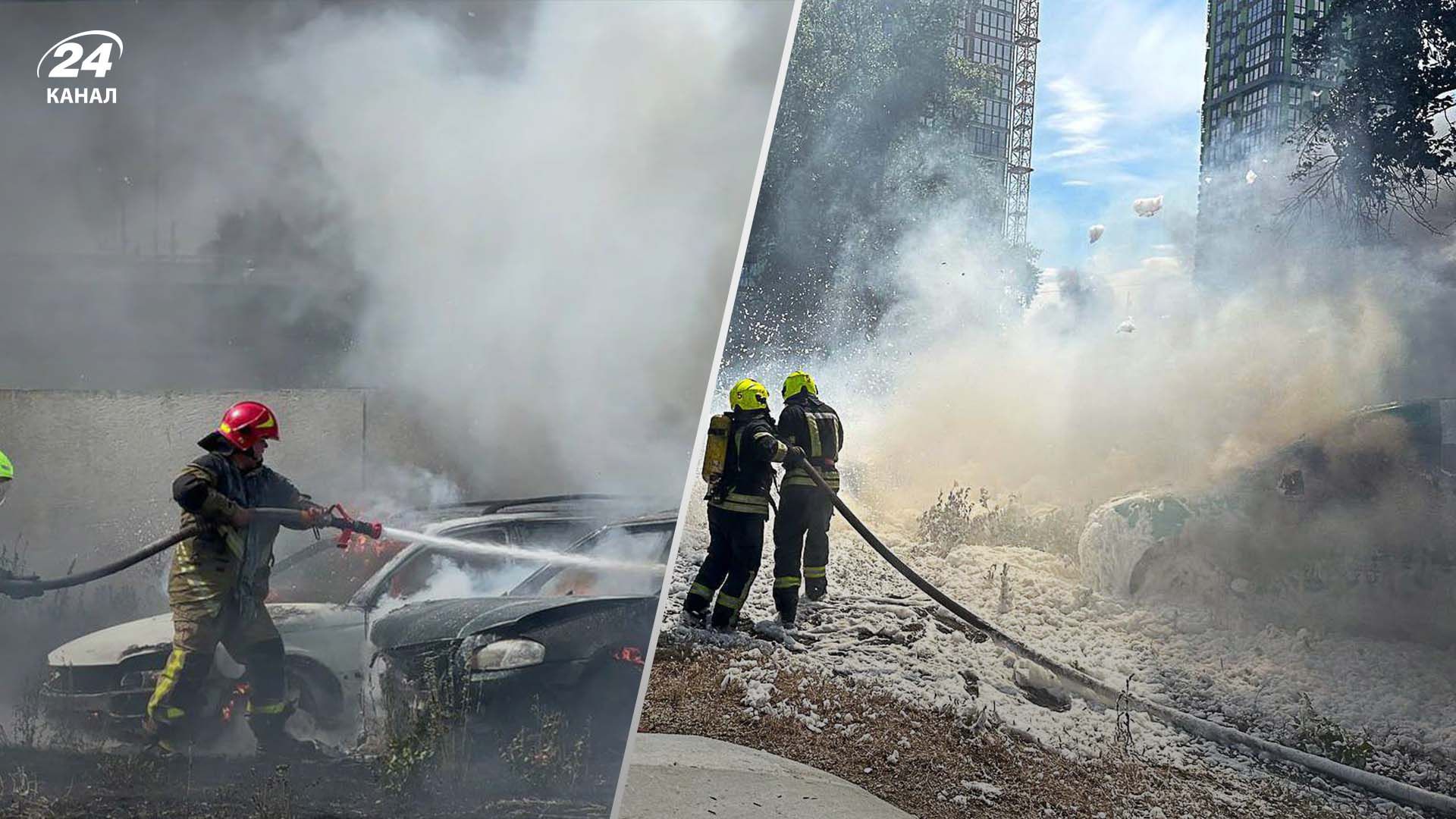 У Києві загорілись автомобілі на парковці