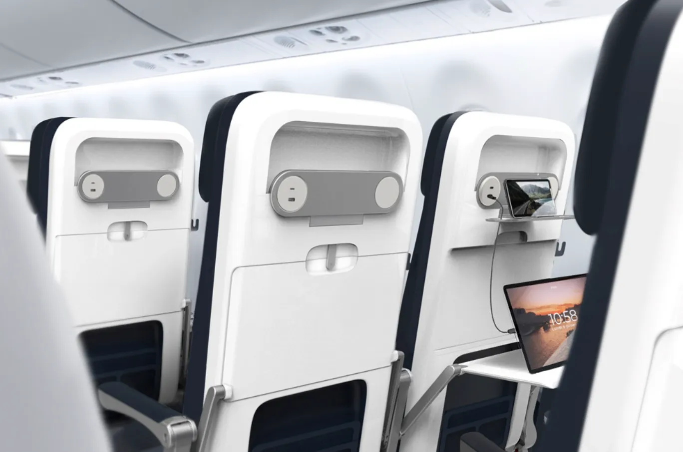Нові крісла з зарядками та підставкою для телефону Embraer 190 Air France
