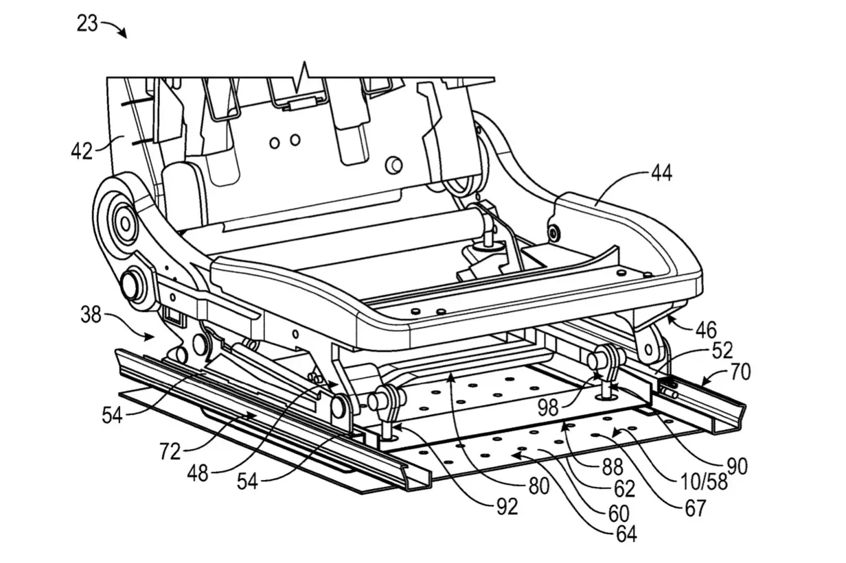 Зображення патенту на магнітне левітуюче сидіння від General Motors