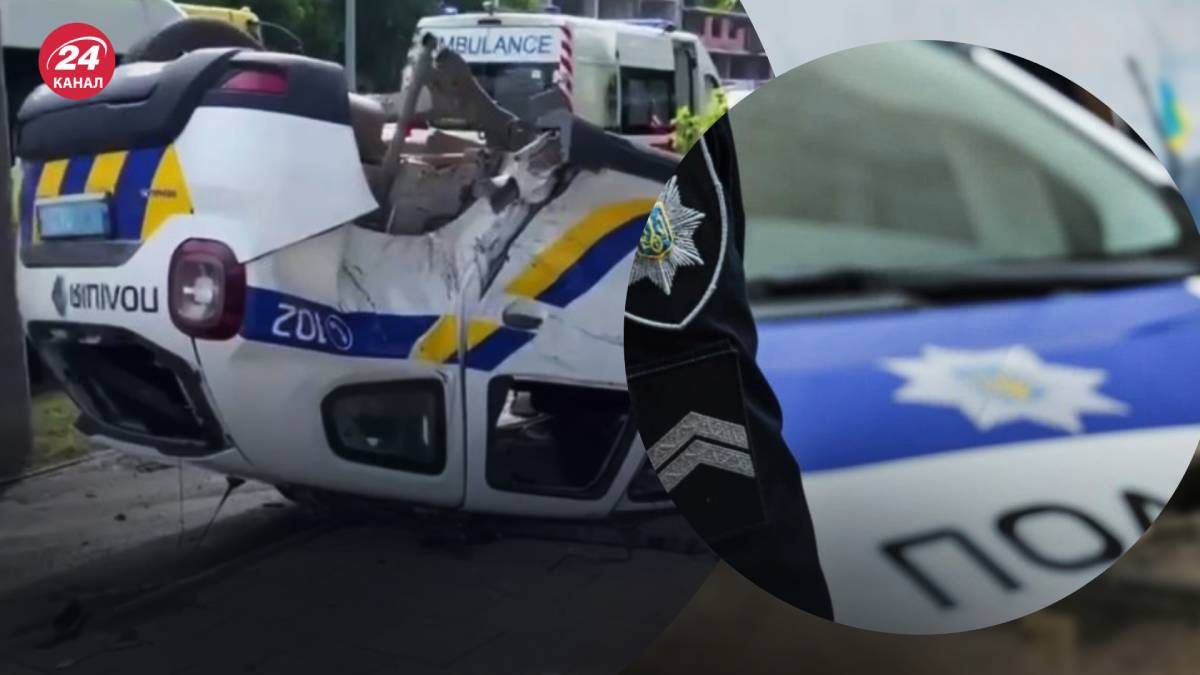 Во Львове в результате ДТП перевернулась машина полиции Во Львове в результате ДТП перевернулась машина полиции