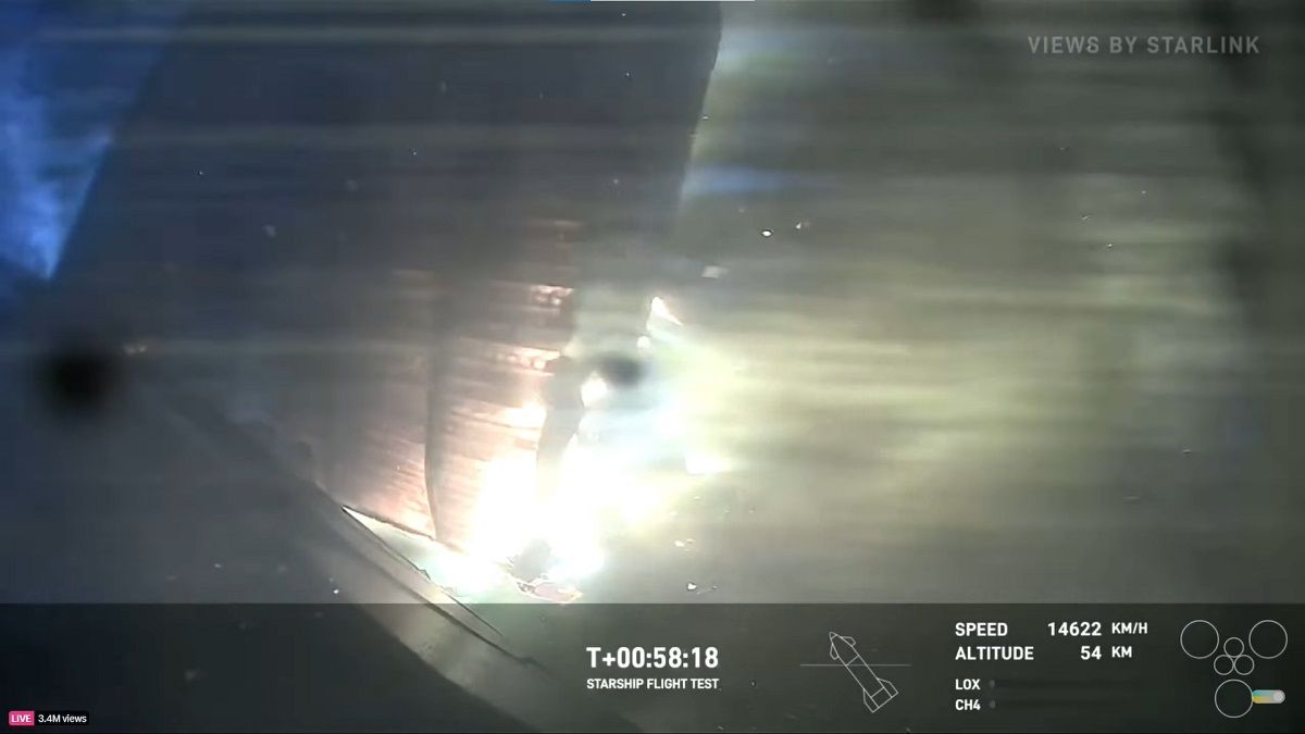 Пылание одного из плавников Starship Пылание одного из плавников Starship