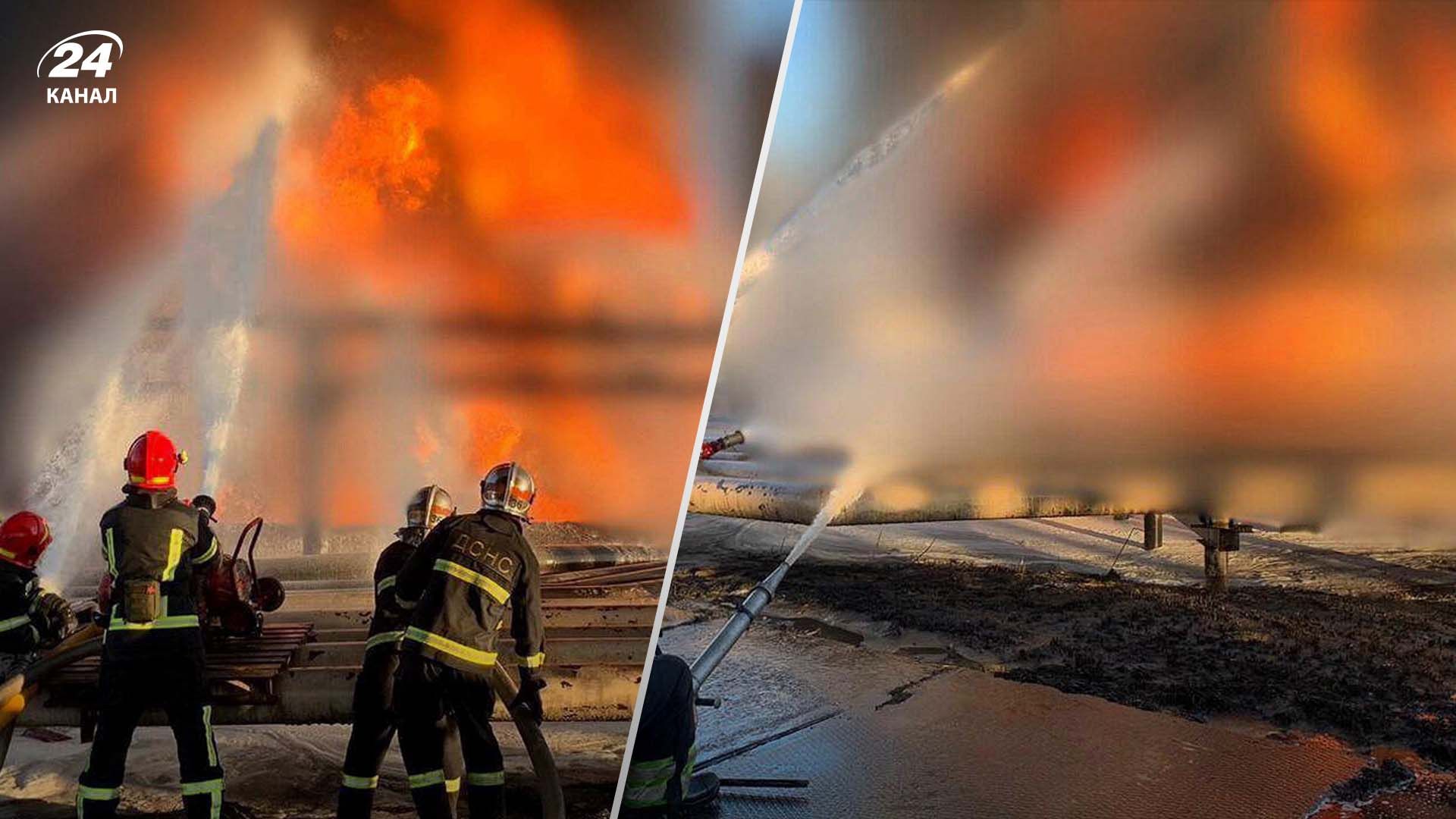 Пожежа на Київщині, що виникла після нічної атаки 12 червня, все ще триває Пожежа на Київщині, що виникла після нічної атаки 12 червня, все ще триває