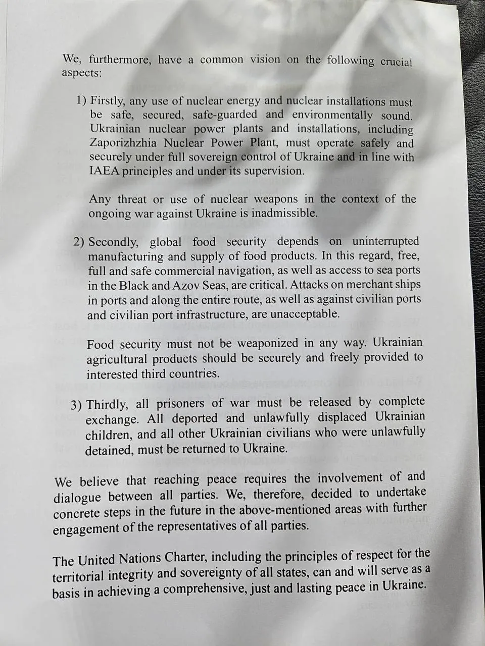 Коммюнике саммита мира Коммюнике саммита мира