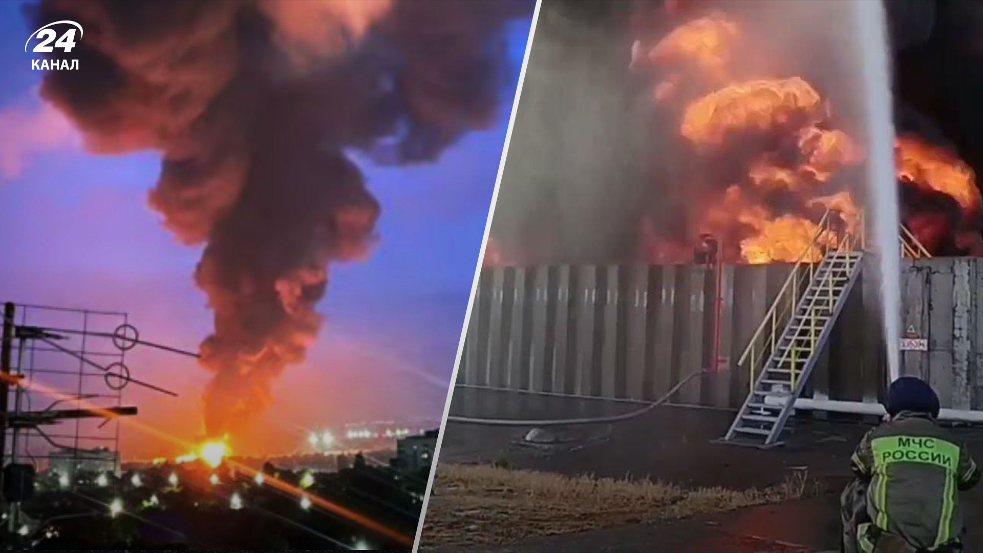 Росіяни добу гасили пожежу на нафтобазі у Азові