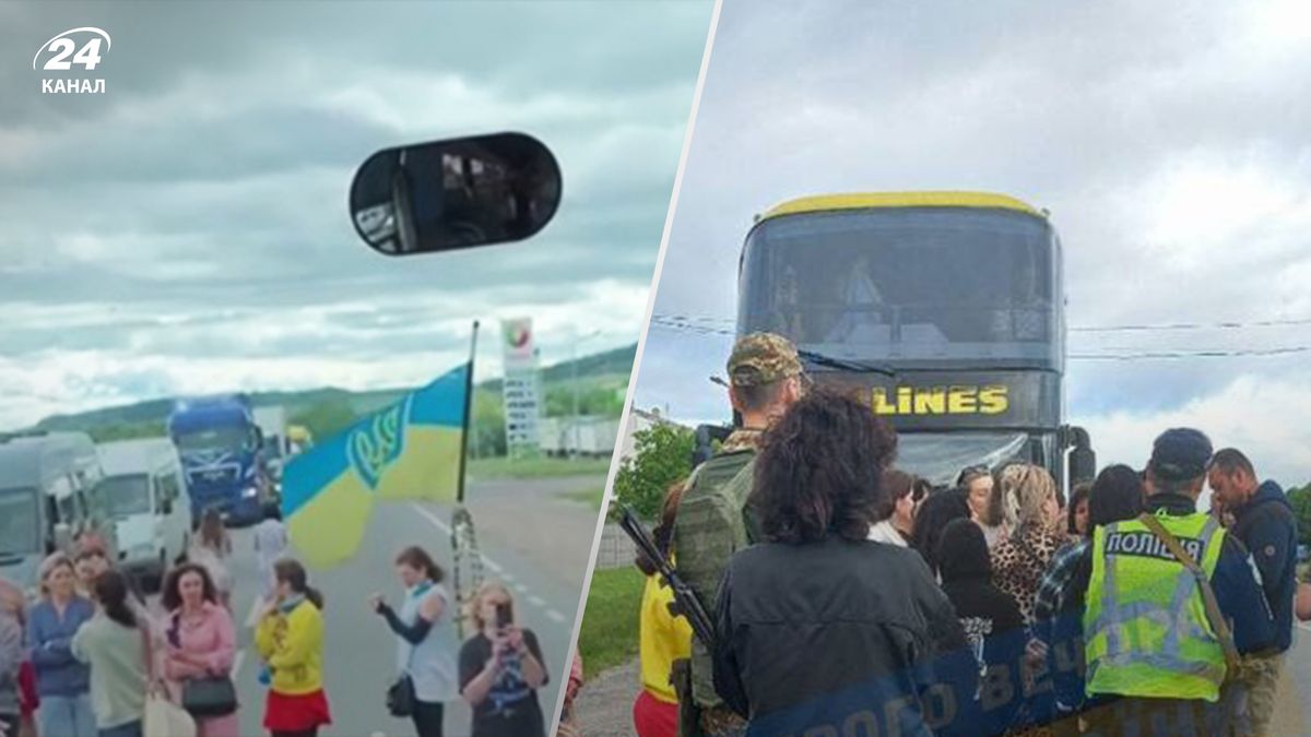 На Львовщине пассажиры автобуса заблокировали трассу - водителя забрали в  ТЦК- 24 Канал