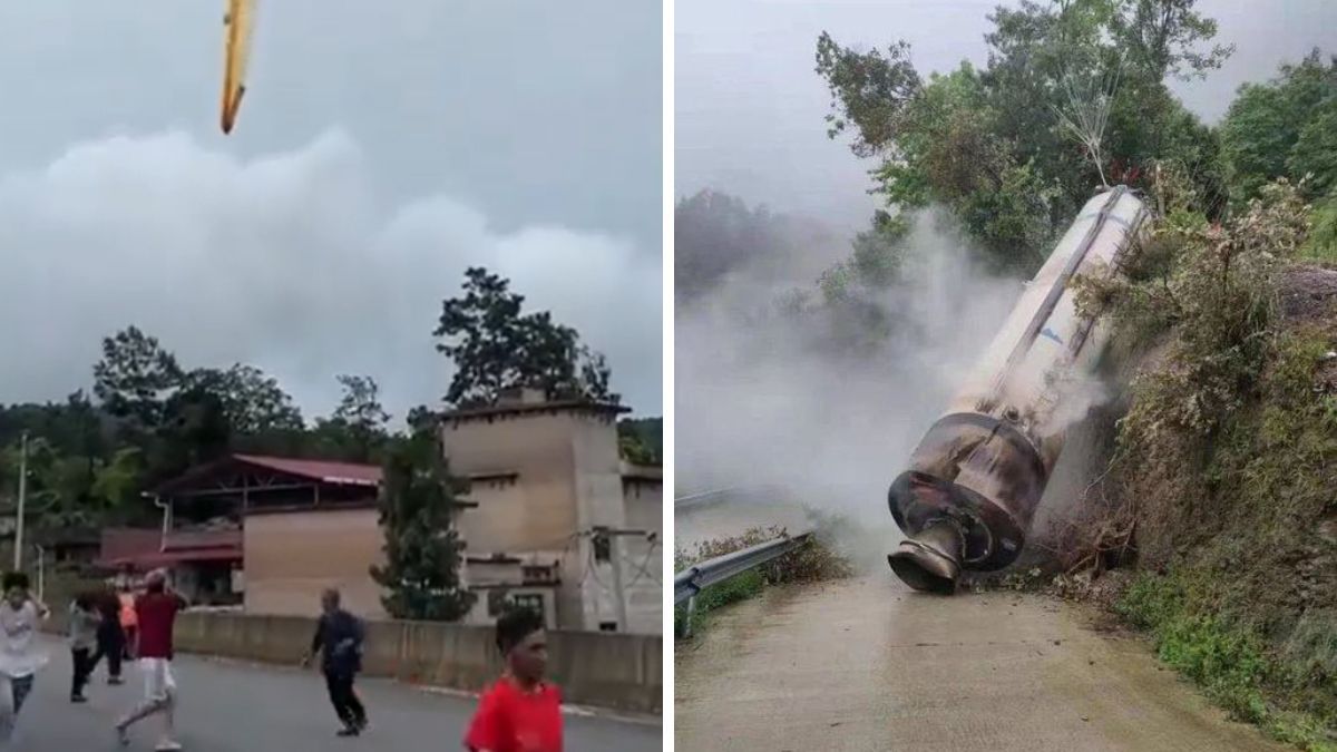 Обломки ракеты упали на населенный ряйон в Китае Обломки ракеты упали на населенный ряйон в Китае