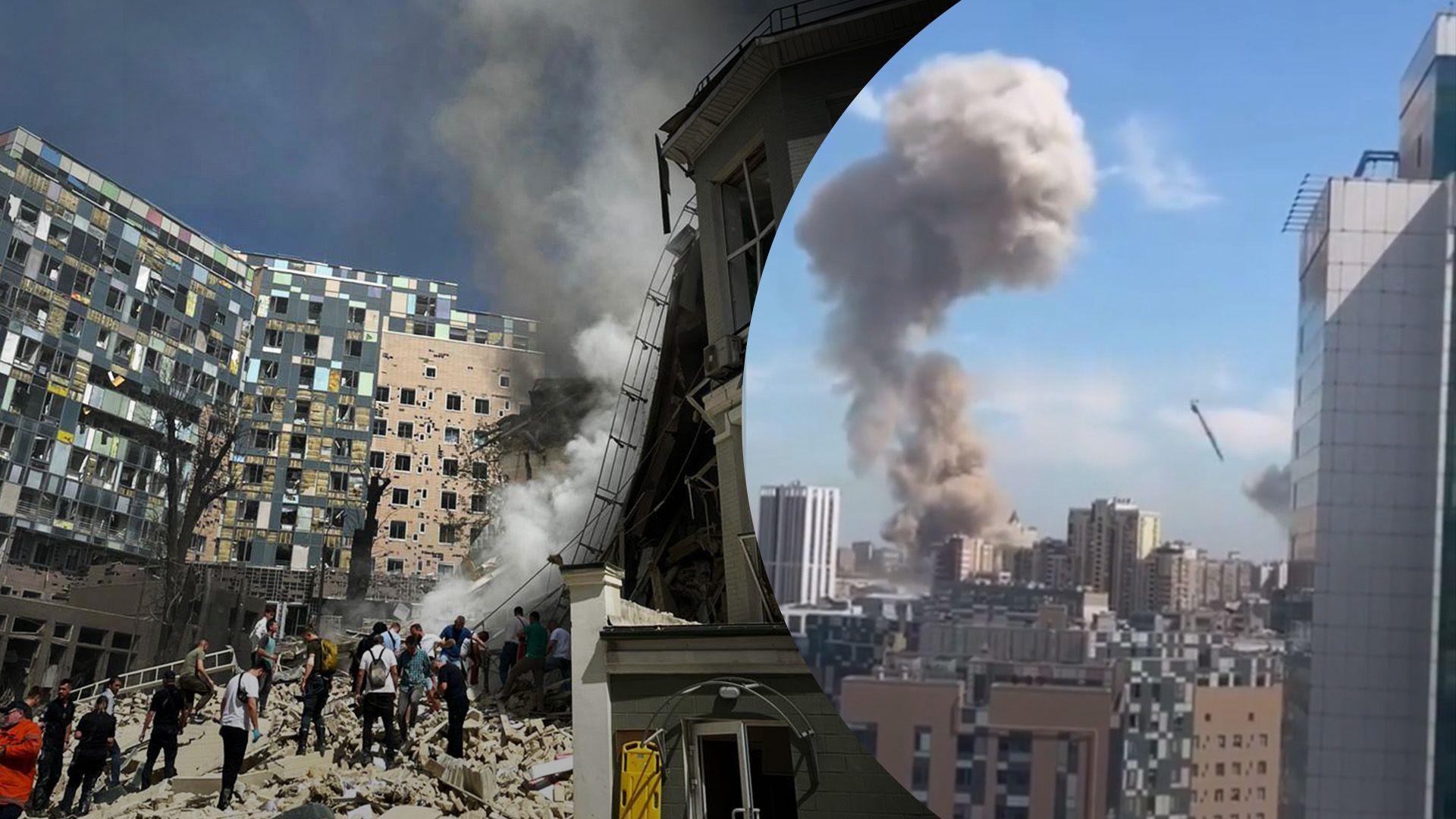Разрушения в результате ракетной атаки на "Охматдет"