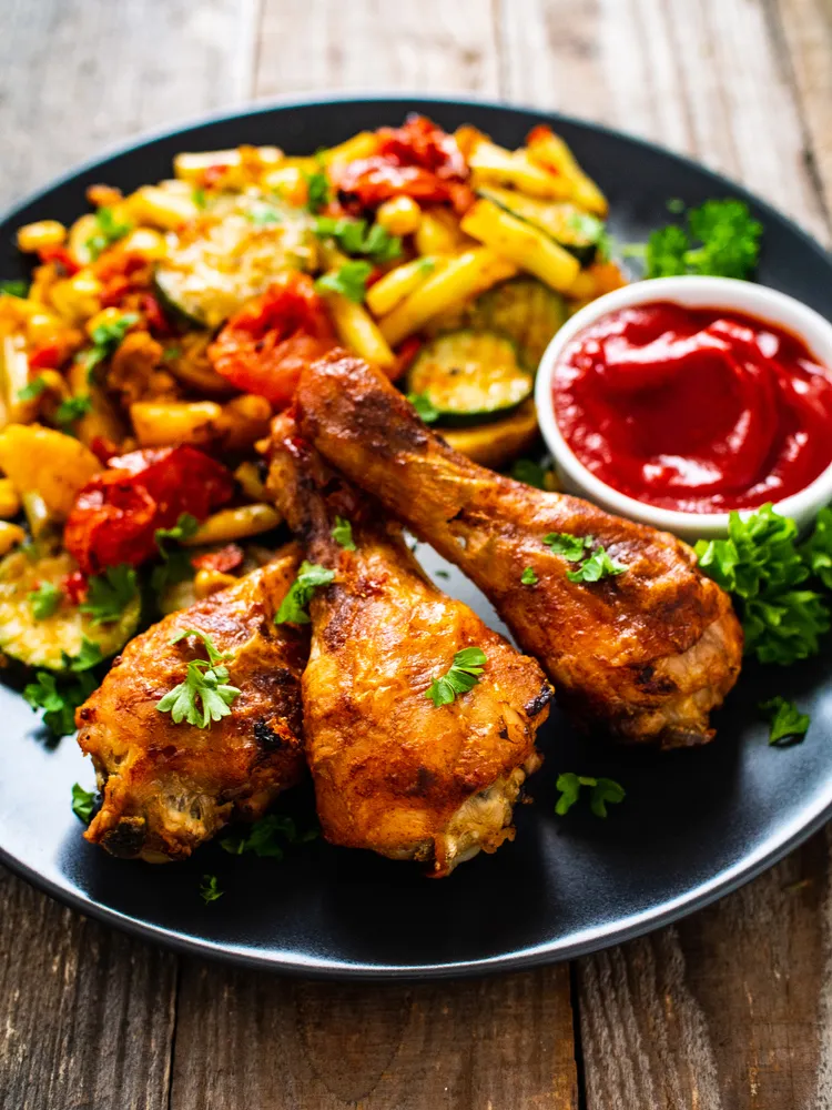 Гомілки з овочевим соте Гомілки з овочевим соте