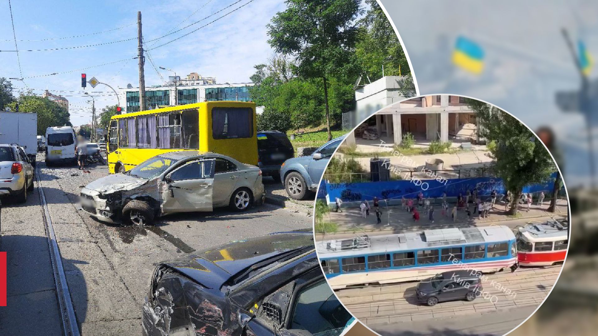 Трамвай розтрощив купу автівок - моторошна аварія у Києві - 24 Канал Трамвай розтрощив купу автівок - моторошна аварія у Києві - 24 Канал