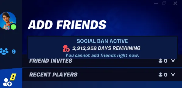 Бан, виданий гравцеві Fortnite Бан, виданий гравцеві Fortnite