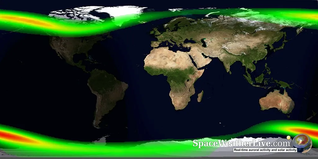 Эта схема показывает регионы планеты, где возможны полярные сияния