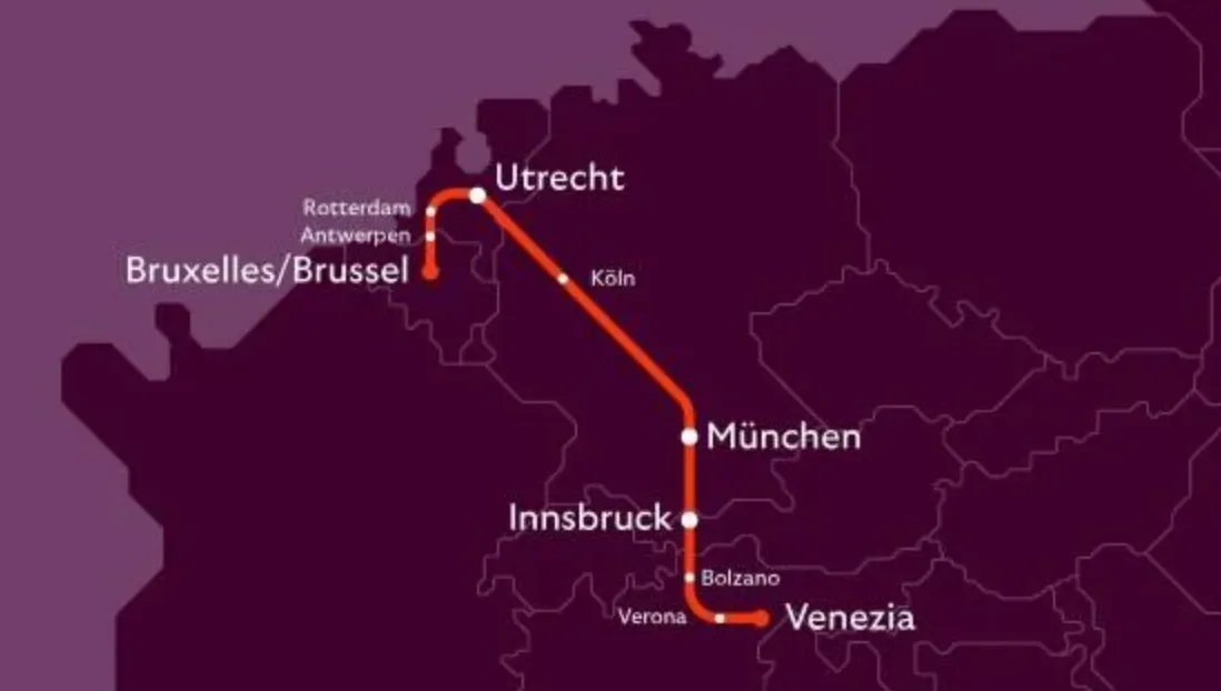Маршрут поїзда з Брюсселя до Венеції Маршрут поїзда з Брюсселя до Венеції