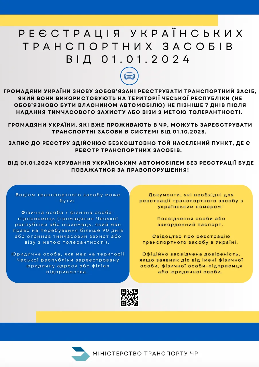 Інструкція реєстрації українських транспортних засобів в Чехії