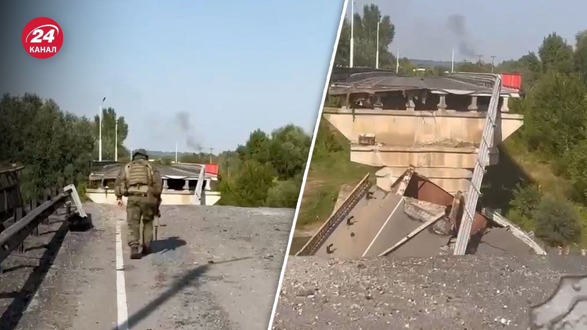 Разрушенный мост через реку Сейм в Курской области - 24 Канал Разрушенный мост через реку Сейм в Курской области - 24 Канал