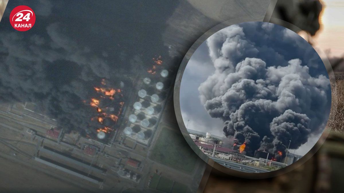 Уражена нафтобаза в Ростовській області досі палає: з'явилися нові кадри та супутникові фото - 24 Канал Уражена нафтобаза в Ростовській області досі палає: з'явилися нові кадри та супутникові фото - 24 Канал
