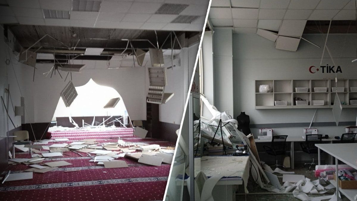 Пошкодження Ісламського культурного центру під час атаки на Київ Пошкодження Ісламського культурного центру під час атаки на Київ