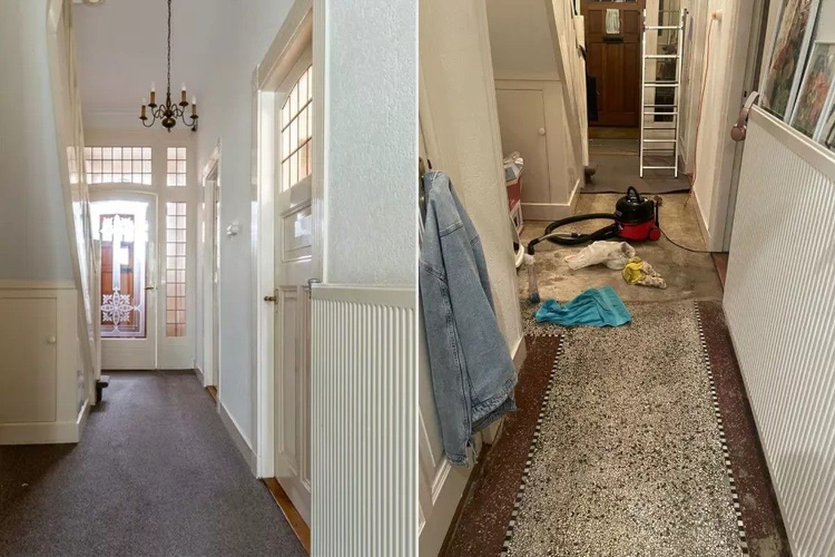 Жінка знайшла вінтажку плитку Жінка знайшла вінтажку плитку