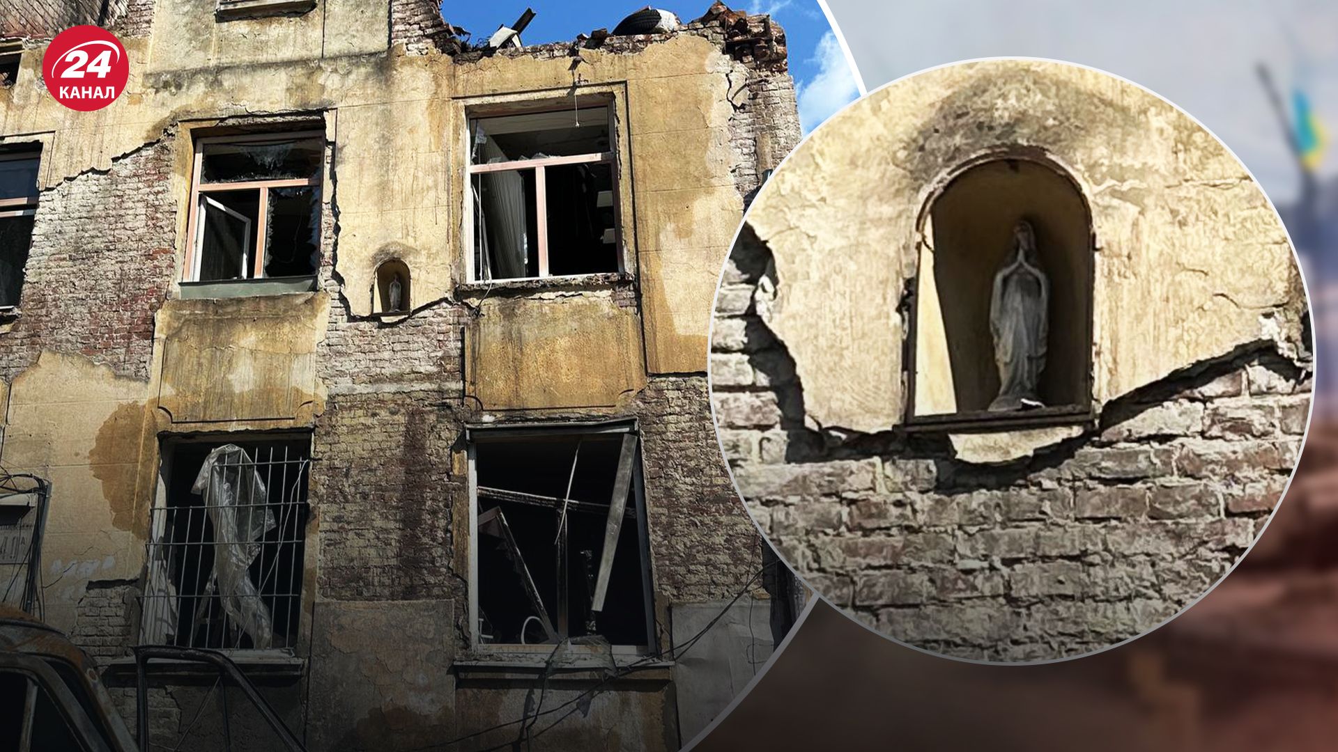 У Львові у зруйнованому будинку вціліла статуя Божої Матері У Львові у зруйнованому будинку вціліла статуя Божої Матері