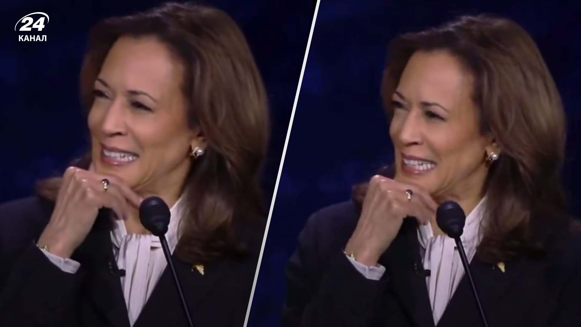 Реакція Гарріс на слова Трампа під час дебатів Реакція Гарріс на слова Трампа під час дебатів