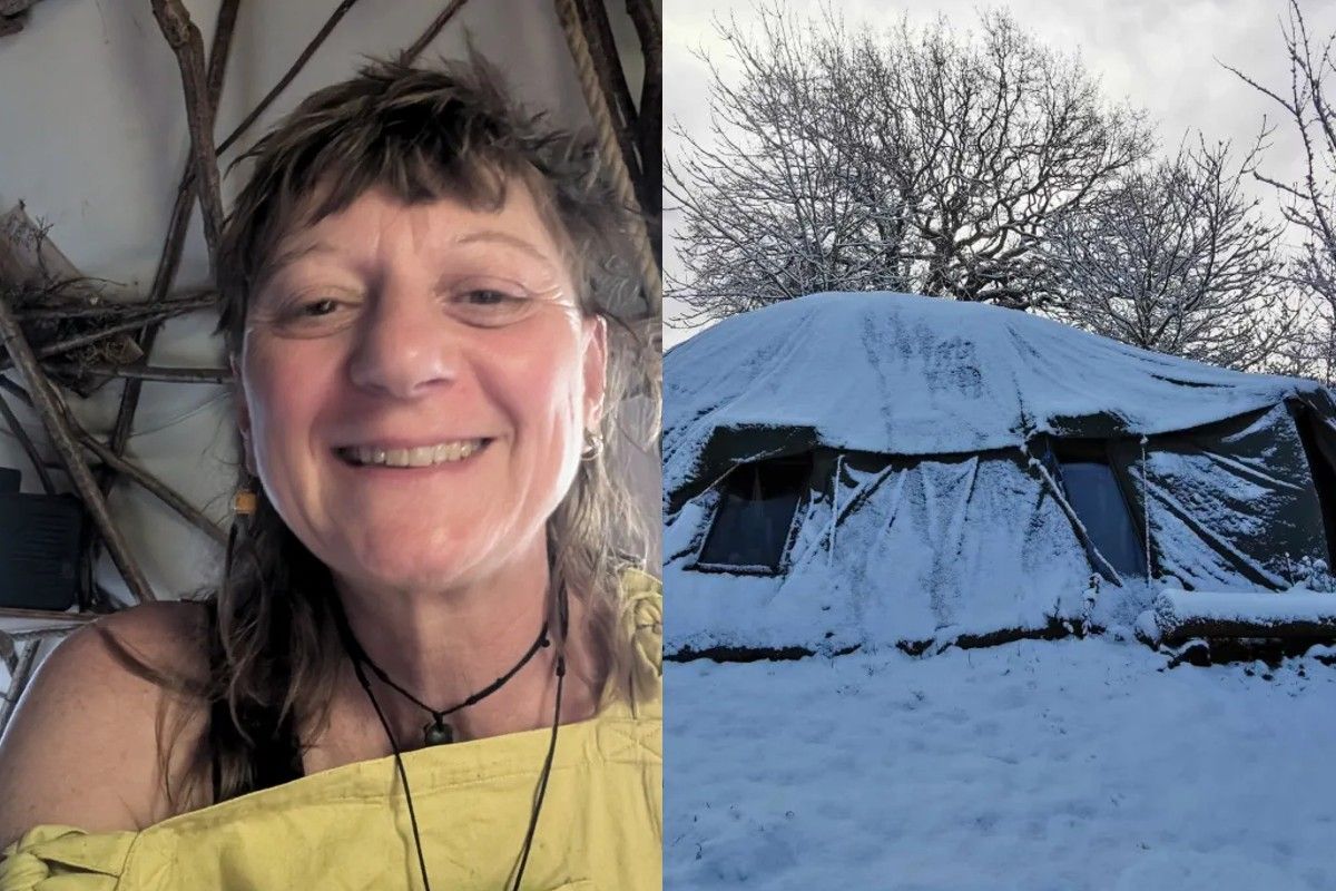 Жінка побудувала свій намет власноруч Жінка побудувала свій намет власноруч