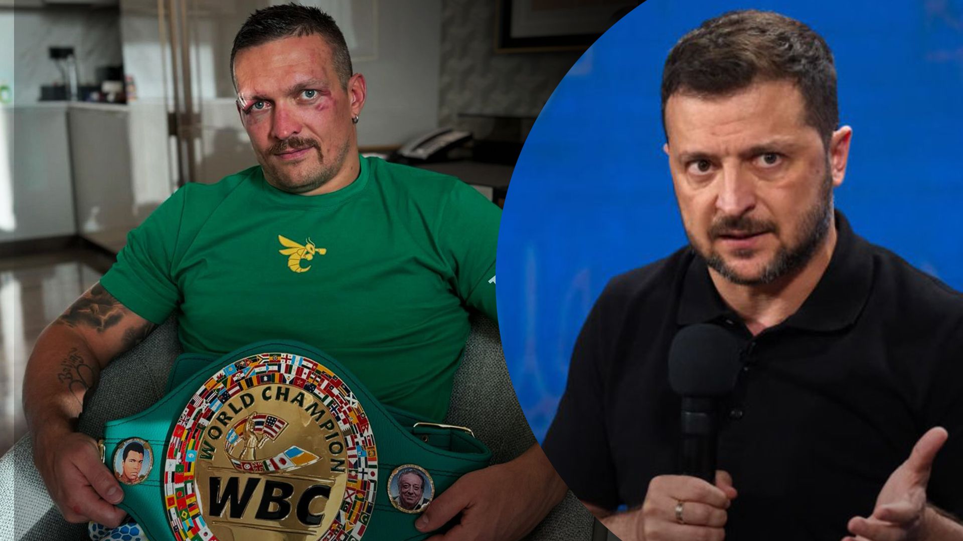 Александр Усик подарил пояс WBC Владимиру Зеленскому Александр Усик подарил пояс WBC Владимиру Зеленскому