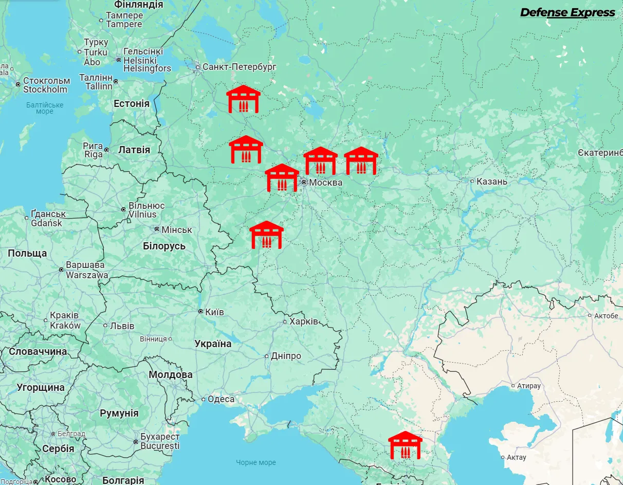 Карта головних арсеналів Росії Карта головних арсеналів Росії