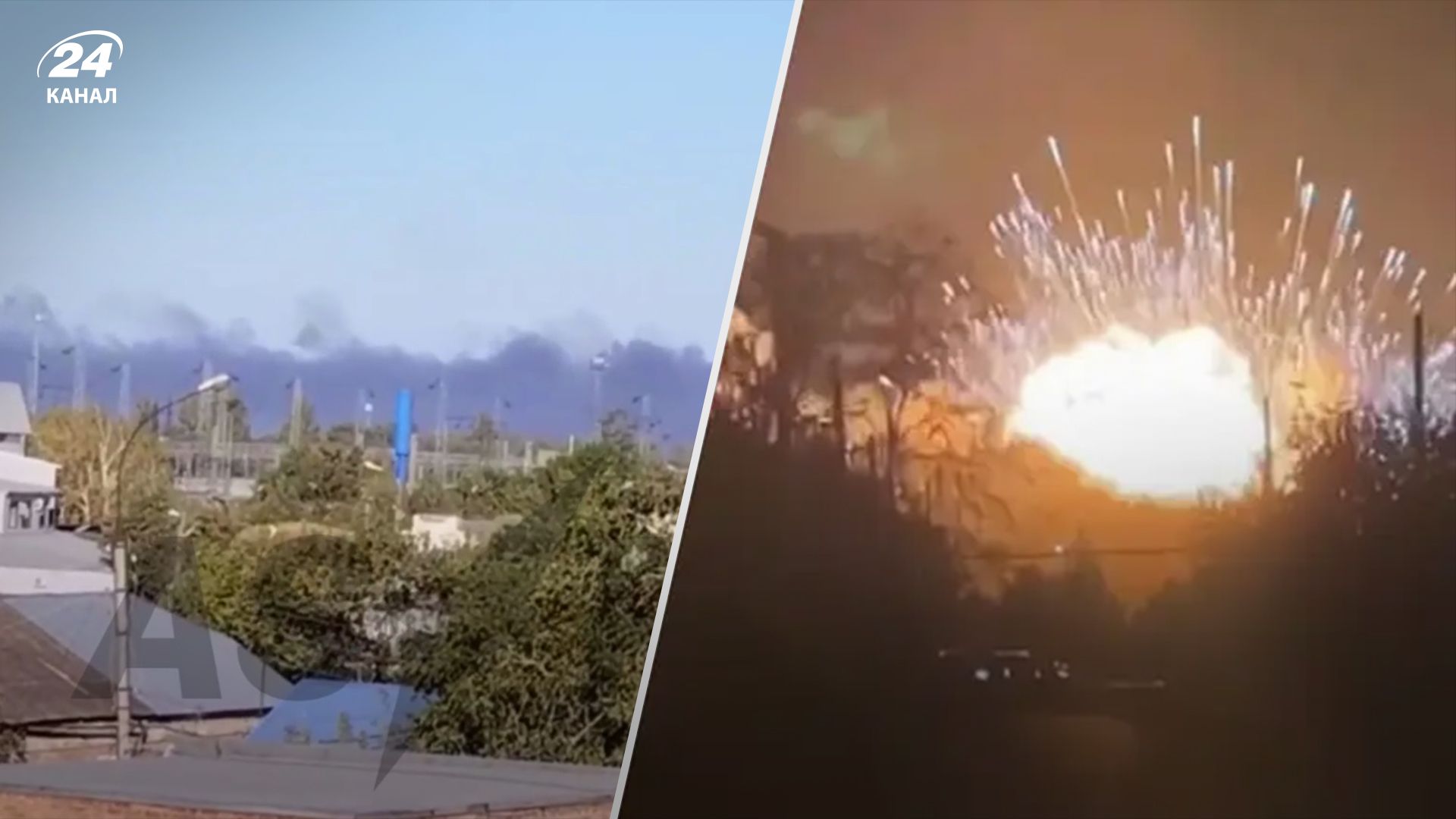 У Тихорєцьку після атаки лунають вибухи та видніється дим У Тихорєцьку після атаки лунають вибухи та видніється дим