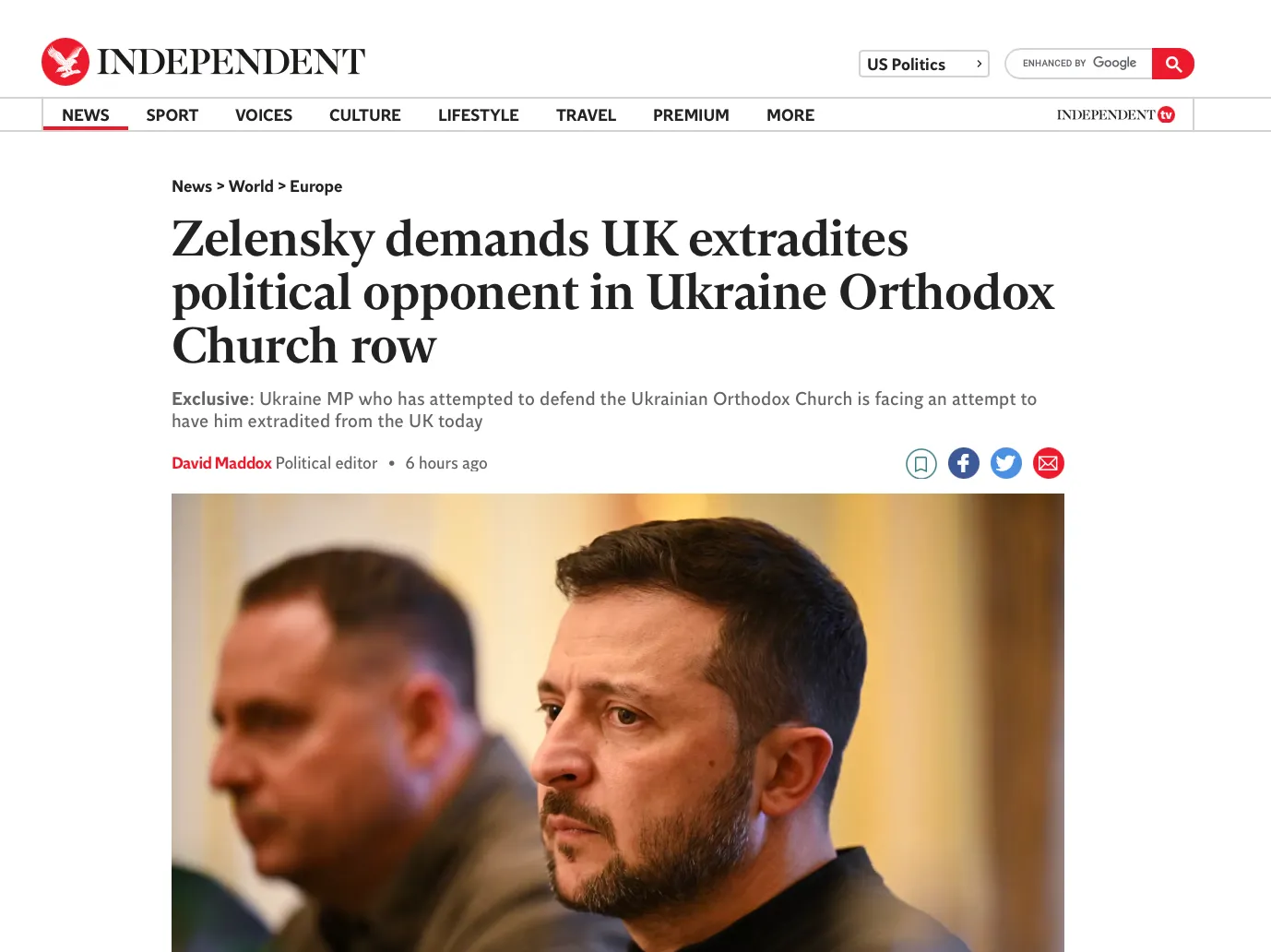 Матеріал видання The Independent щодо нардепа Дмитрука