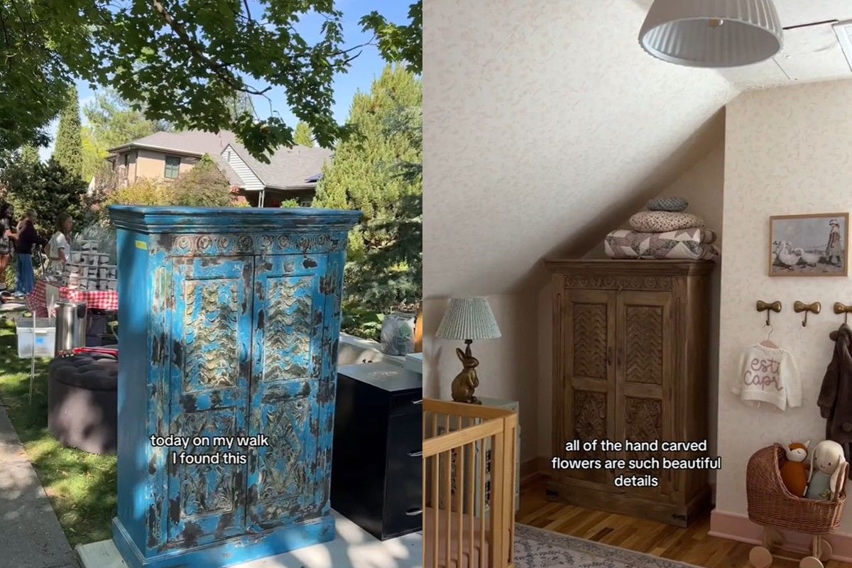 Жінка повністю відновила шафу Жінка повністю відновила шафу