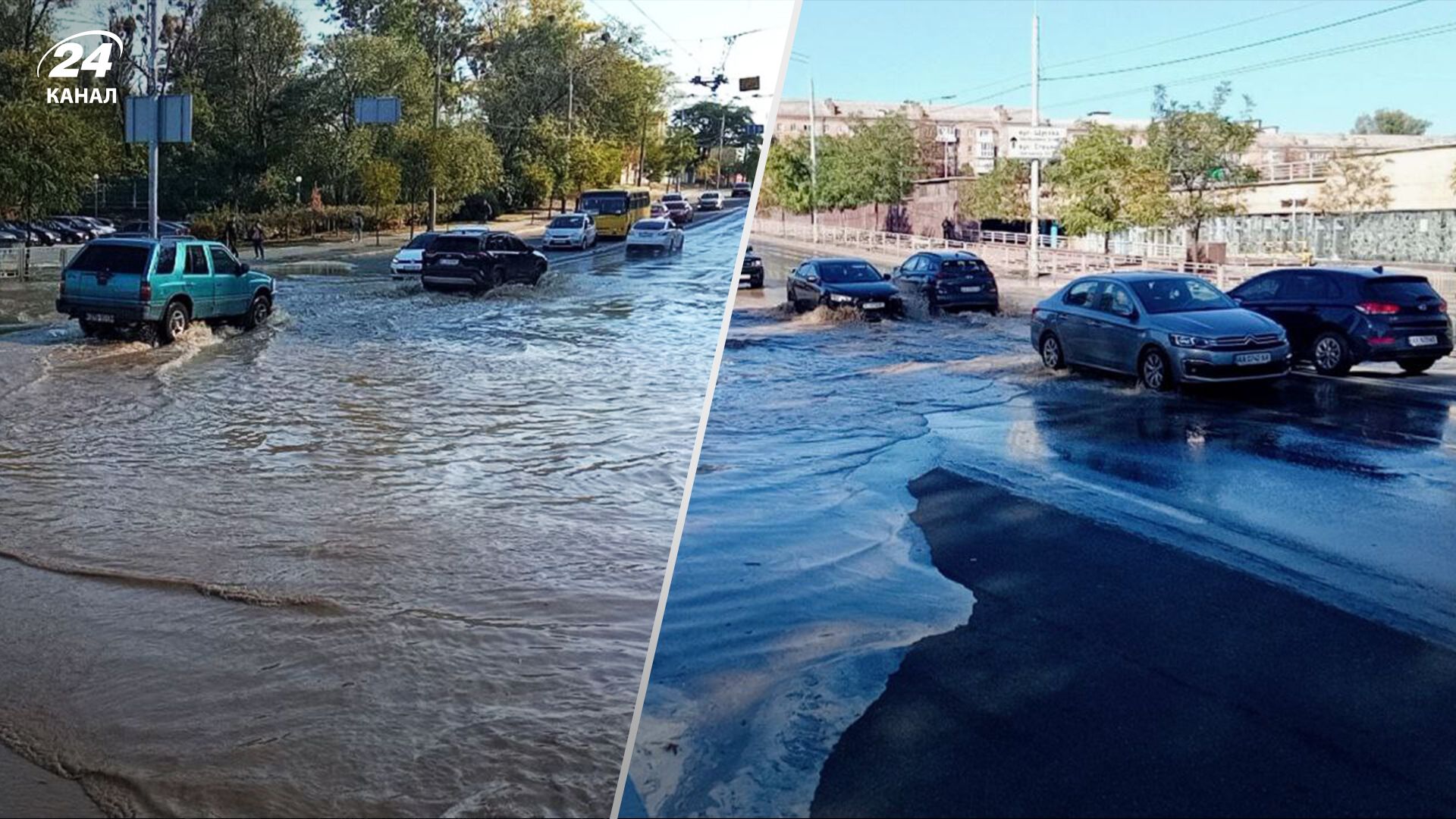 Біля станції метро "Дорогожичі" прорвало трубу