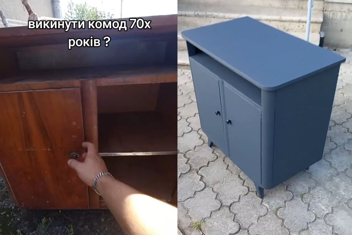 Мужчина отреставрировал старый комод Мужчина отреставрировал старый комод