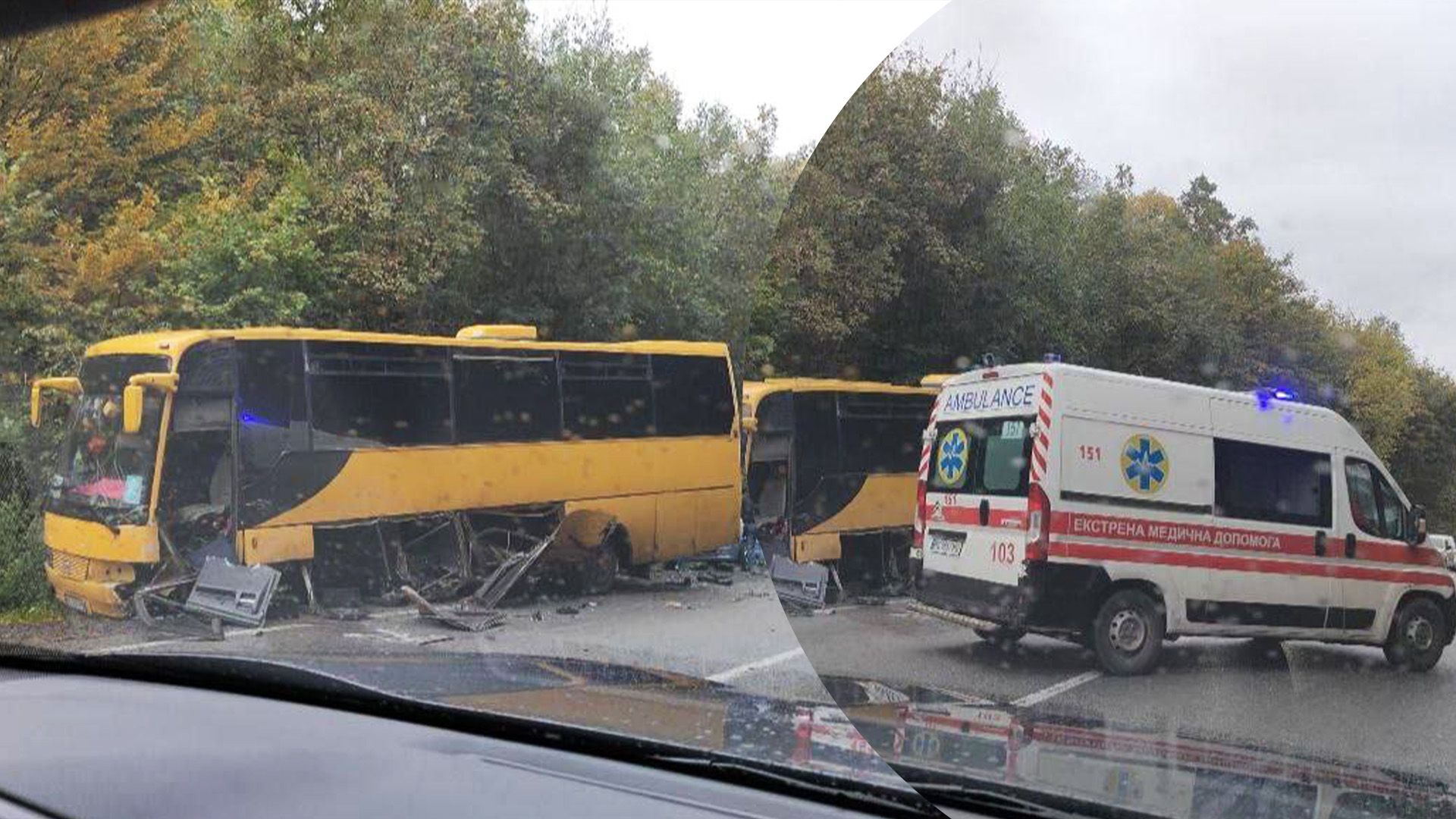 На Львівщині зіткнулись автобус та легковик 