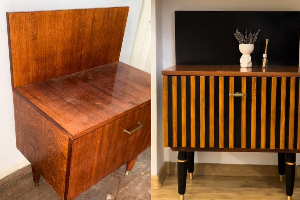 Женщина восстановила старую тумбу Женщина восстановила старую тумбу