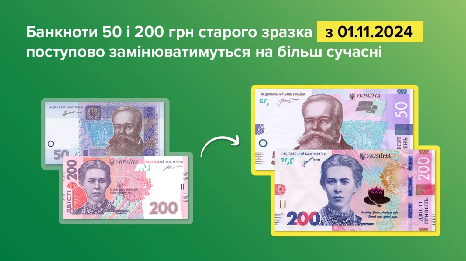 НБУ вилучить з обігу банкноти 50 та 200 гривень