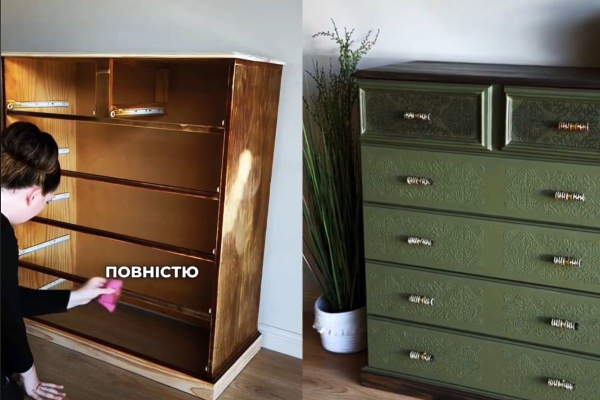 Женщина собственноручно переделала комод Женщина собственноручно переделала комод