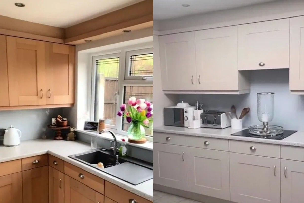 Женщина сама обновила кухню Женщина сама обновила кухню