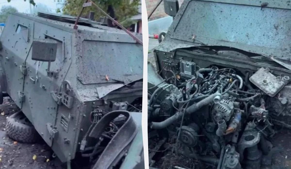 Знищений російський бронеавтомобіль Сармат Знищений російський бронеавтомобіль Сармат